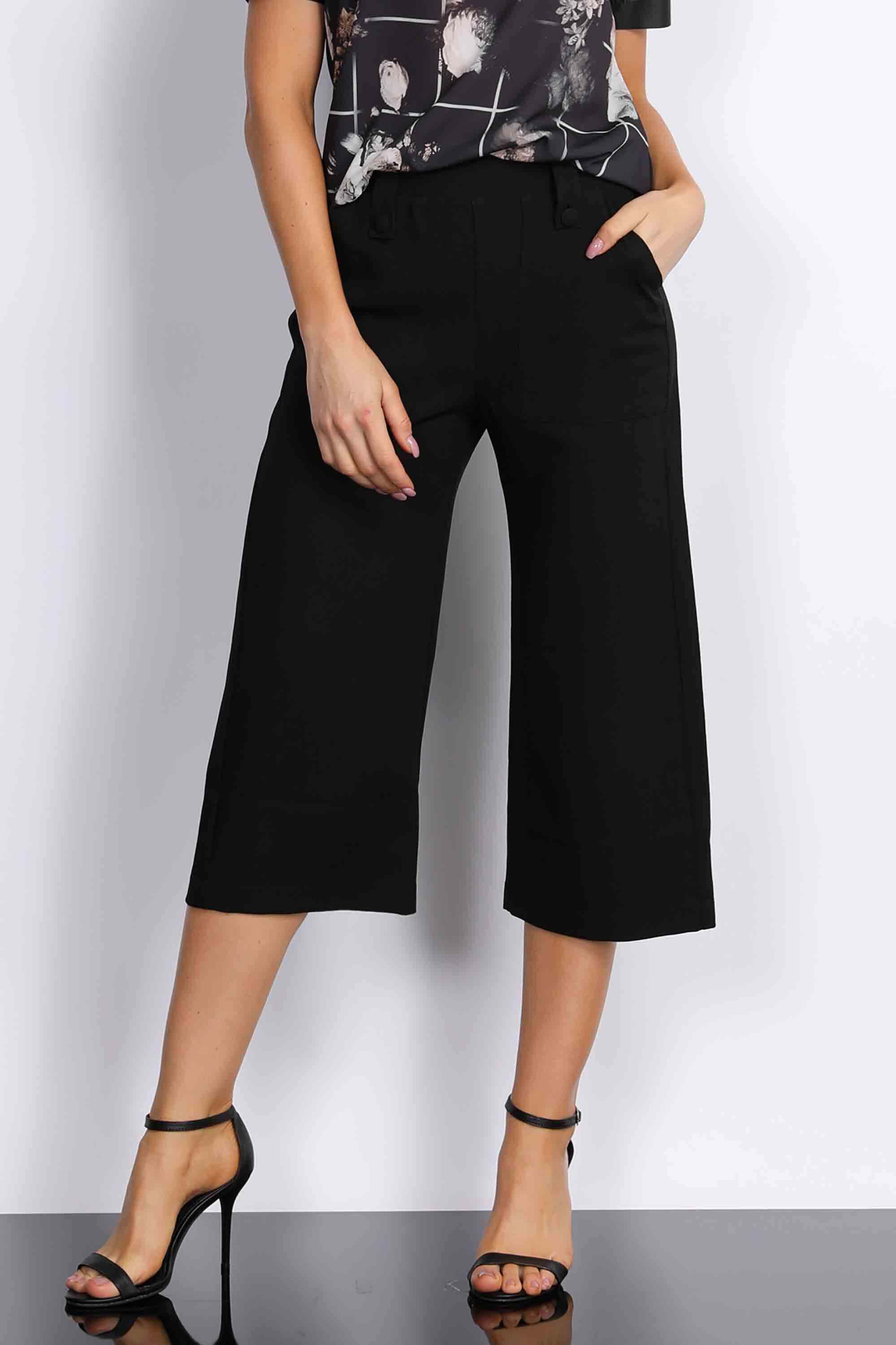 Calça Feminina CalÃ§a Pantacourt Preta Social Calça Pantalona