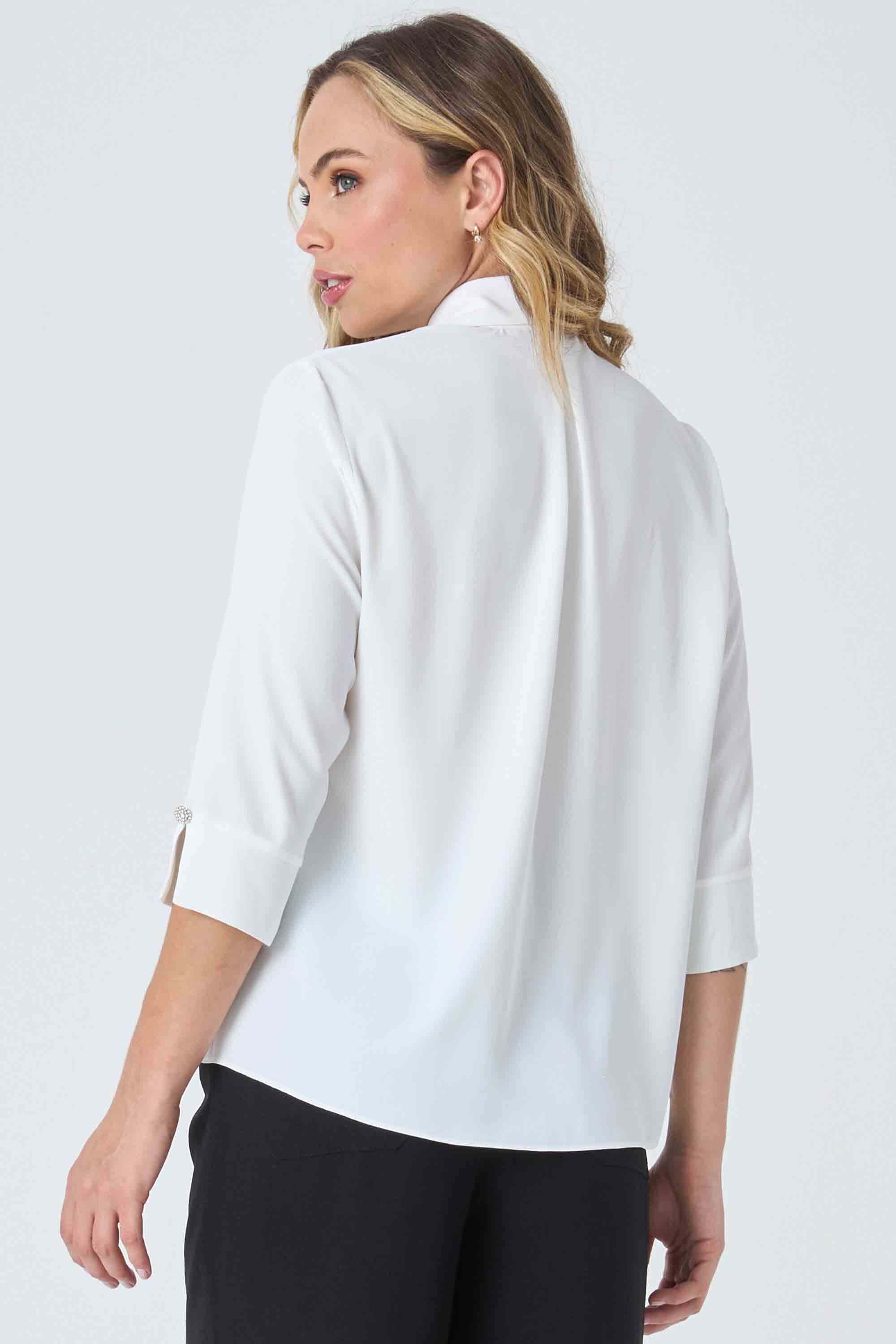 Blusa Manga 7/8 Com Botões Off White