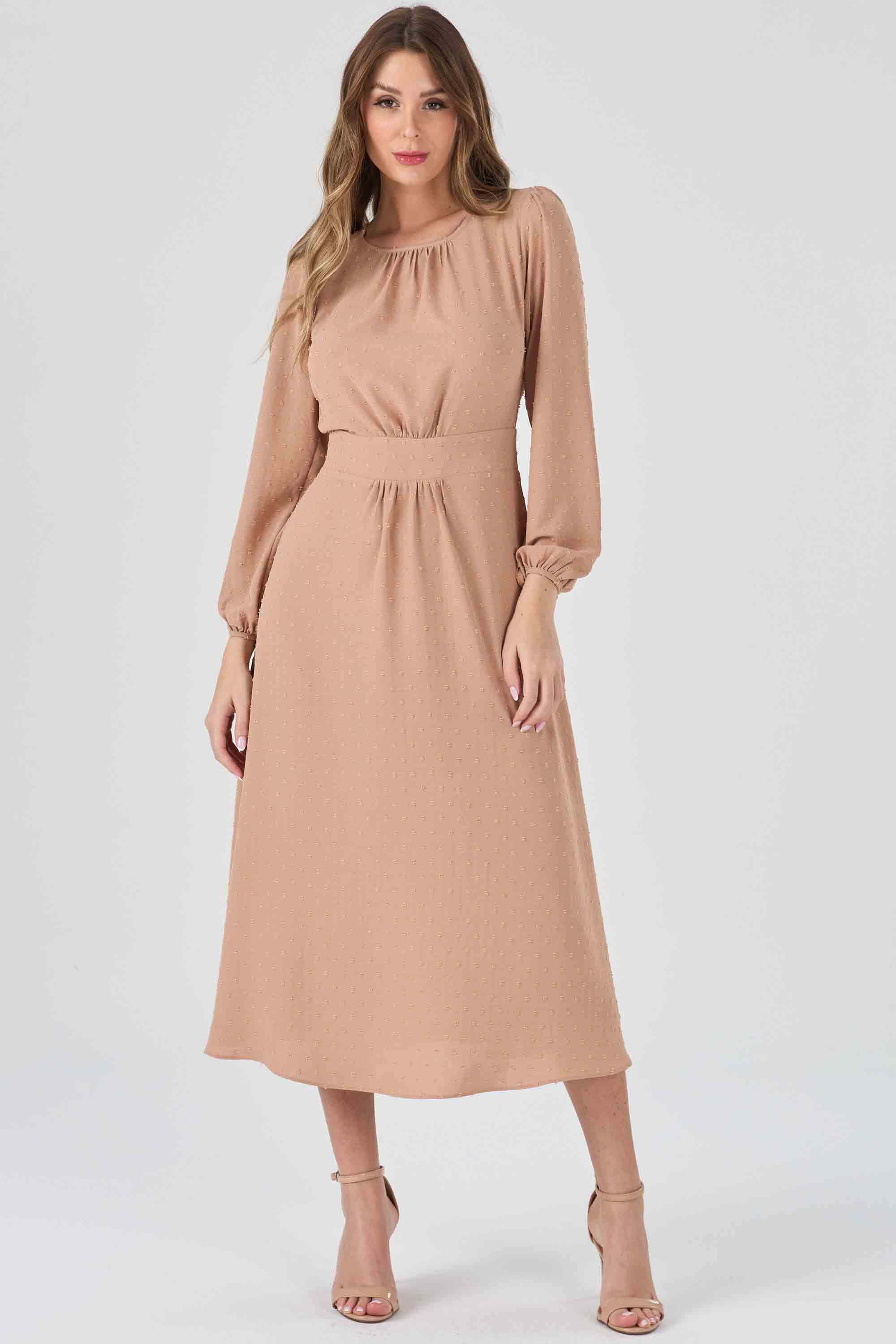 Vestido Midi Evase Manga Longa Midi Vestido Manga Longo Vestido