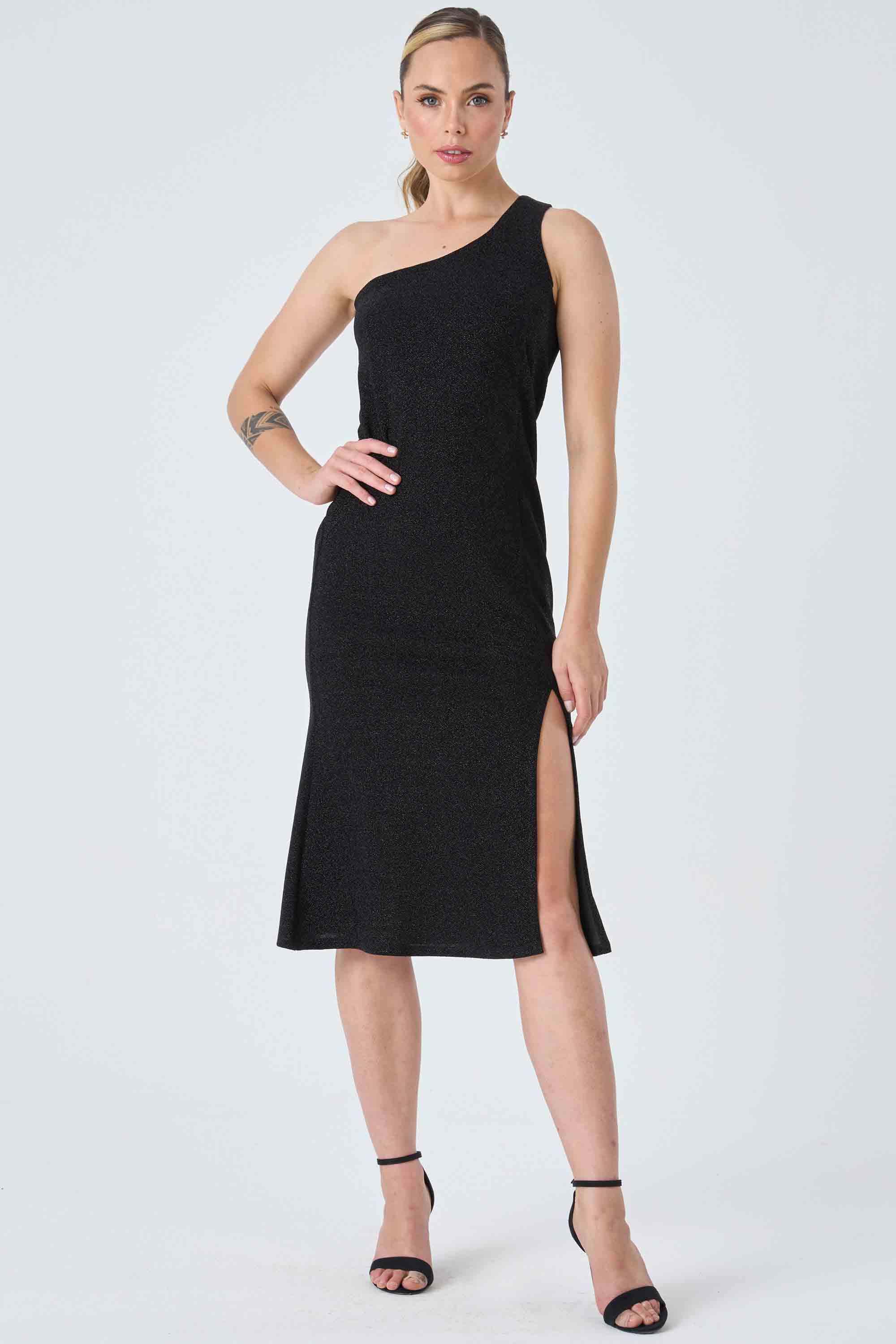 Vestido Midi Paete Preto Ombro Só Vestido Paete Preto Longo