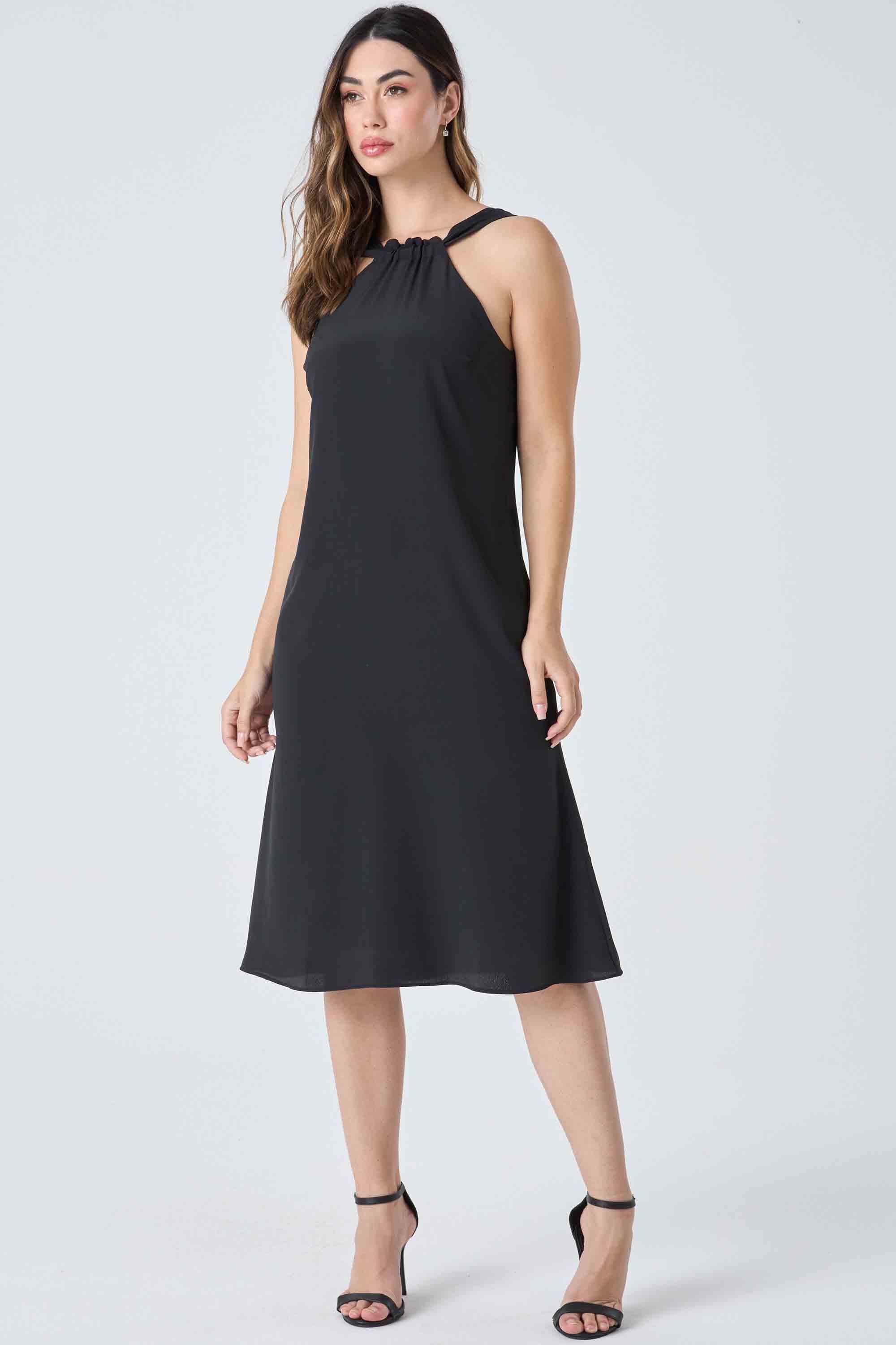 Vestido Midi Frente Única Preto