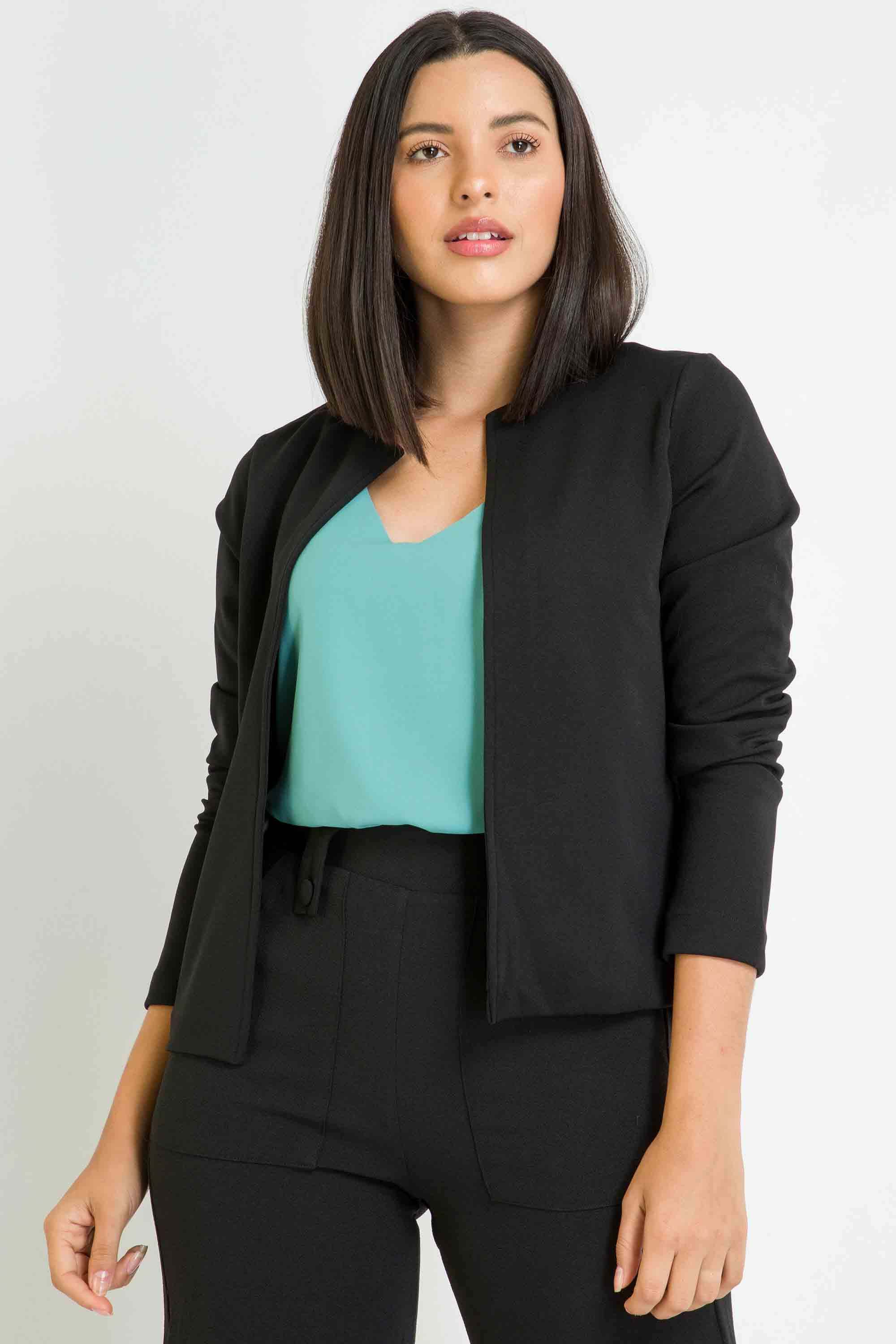 Blazer social Preto Malha Alfaiataria PKS feminino forrado