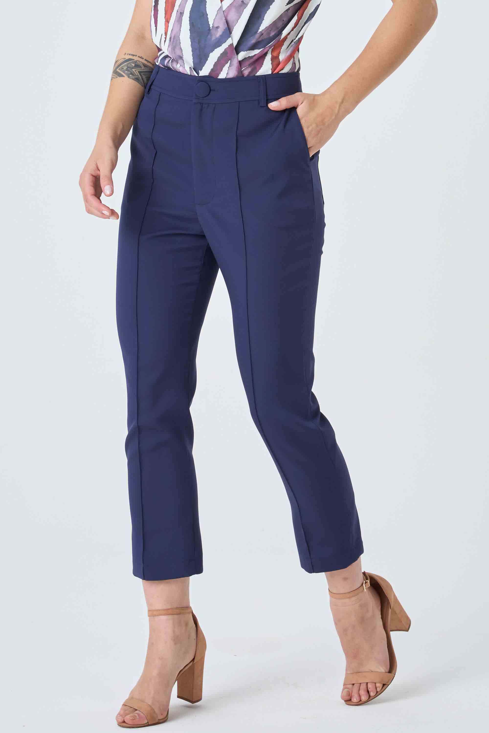 Calça Social Feminina Azul Marinho CalÇa Alfaiataria Sarja