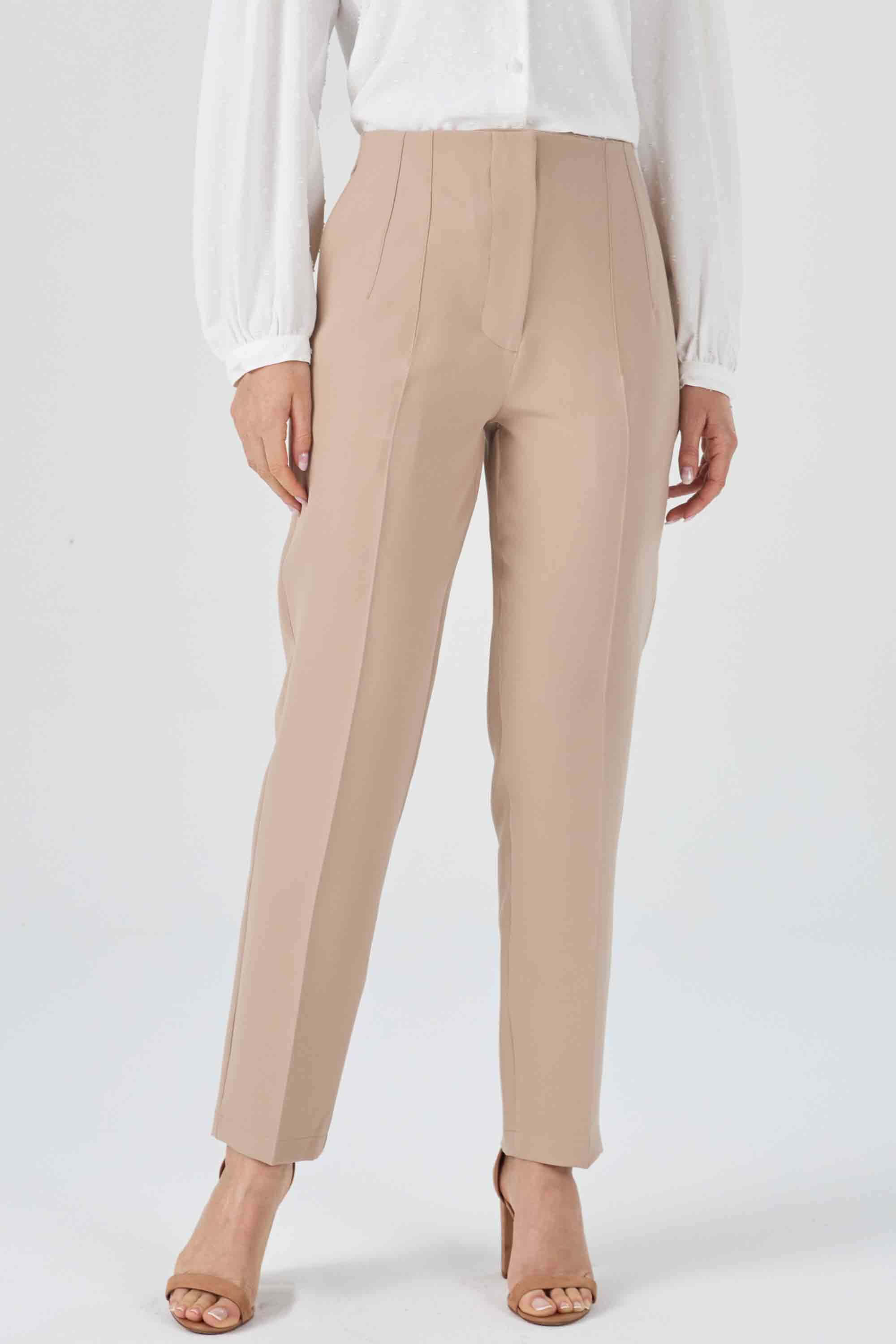 Calça Social Feminina Confortável Alfaiataria Social Bege