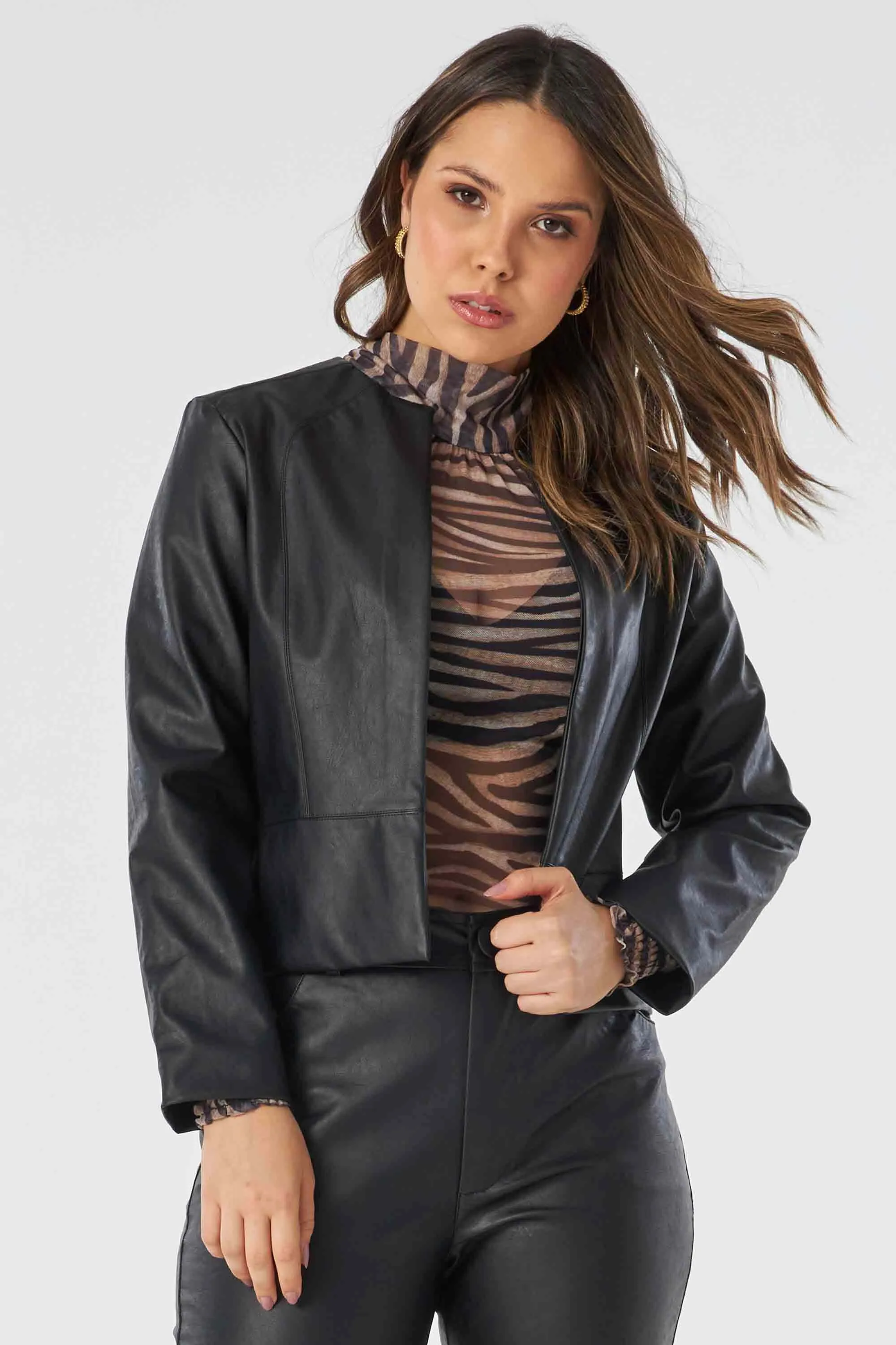 Jaqueta De Couro Preta Curta Couro Sintético Jaqueta Couro PreÃ§o