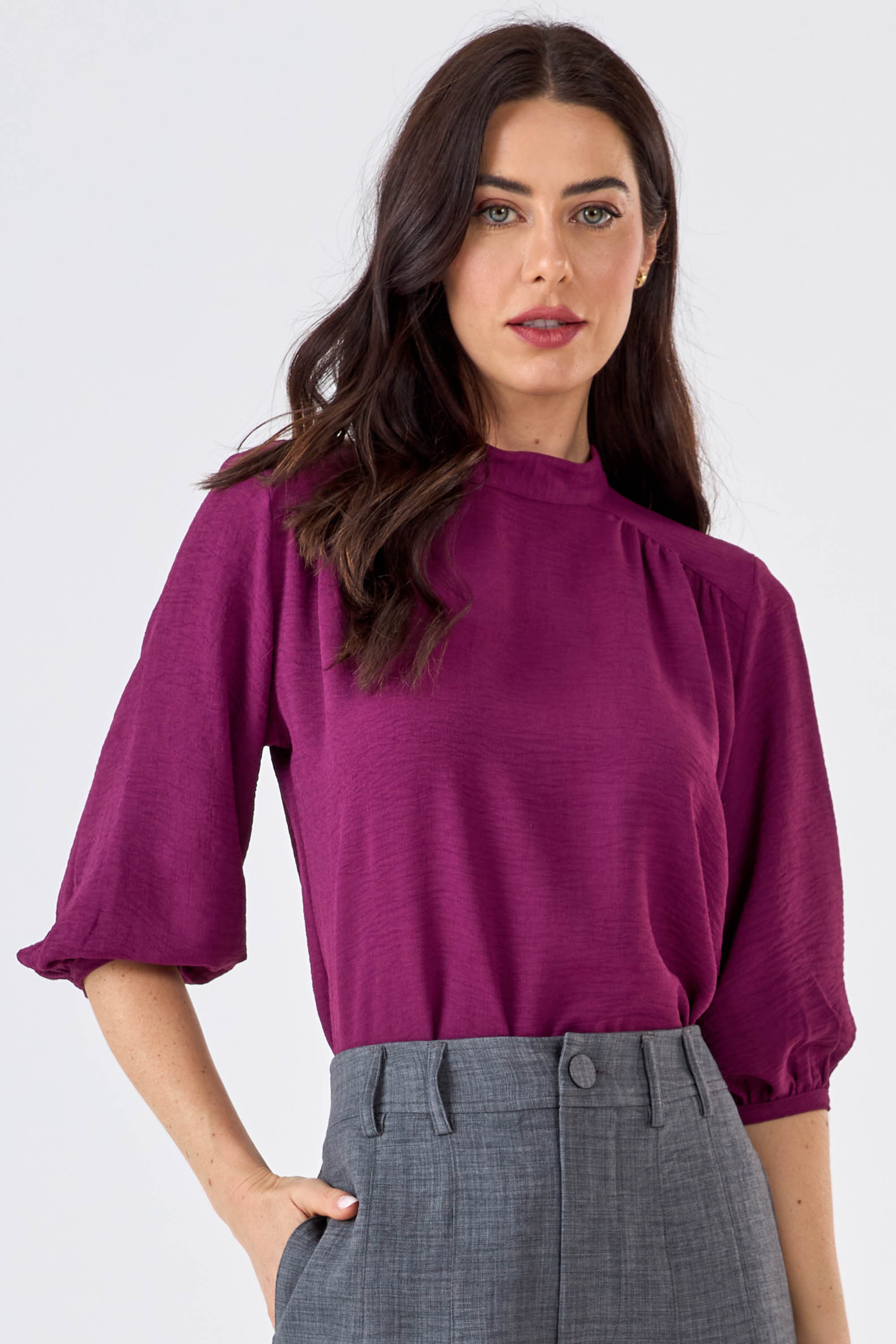 Blusa Versátil Manga 7/8 Magenta