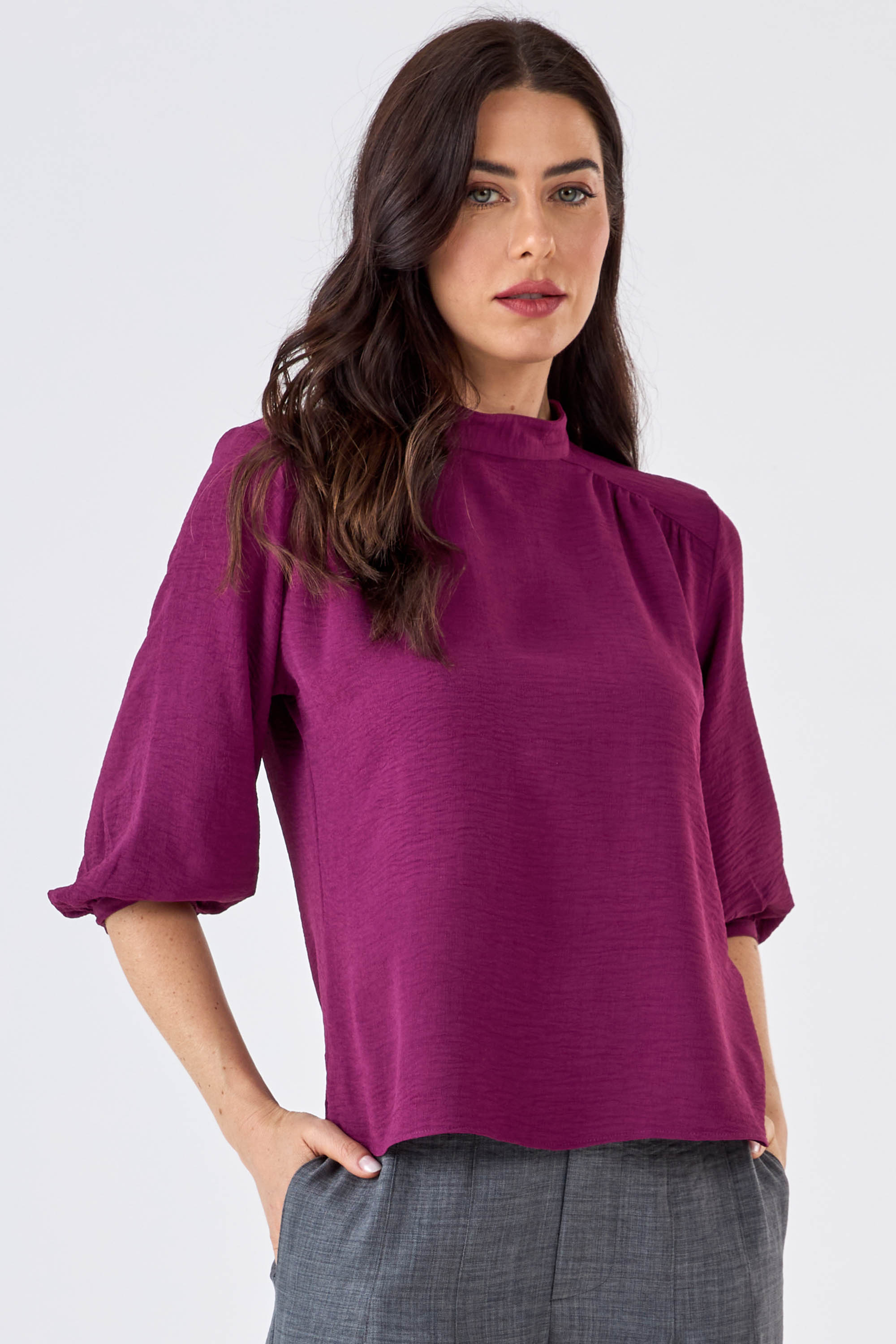 Blusa Versátil Manga 7/8 Magenta
