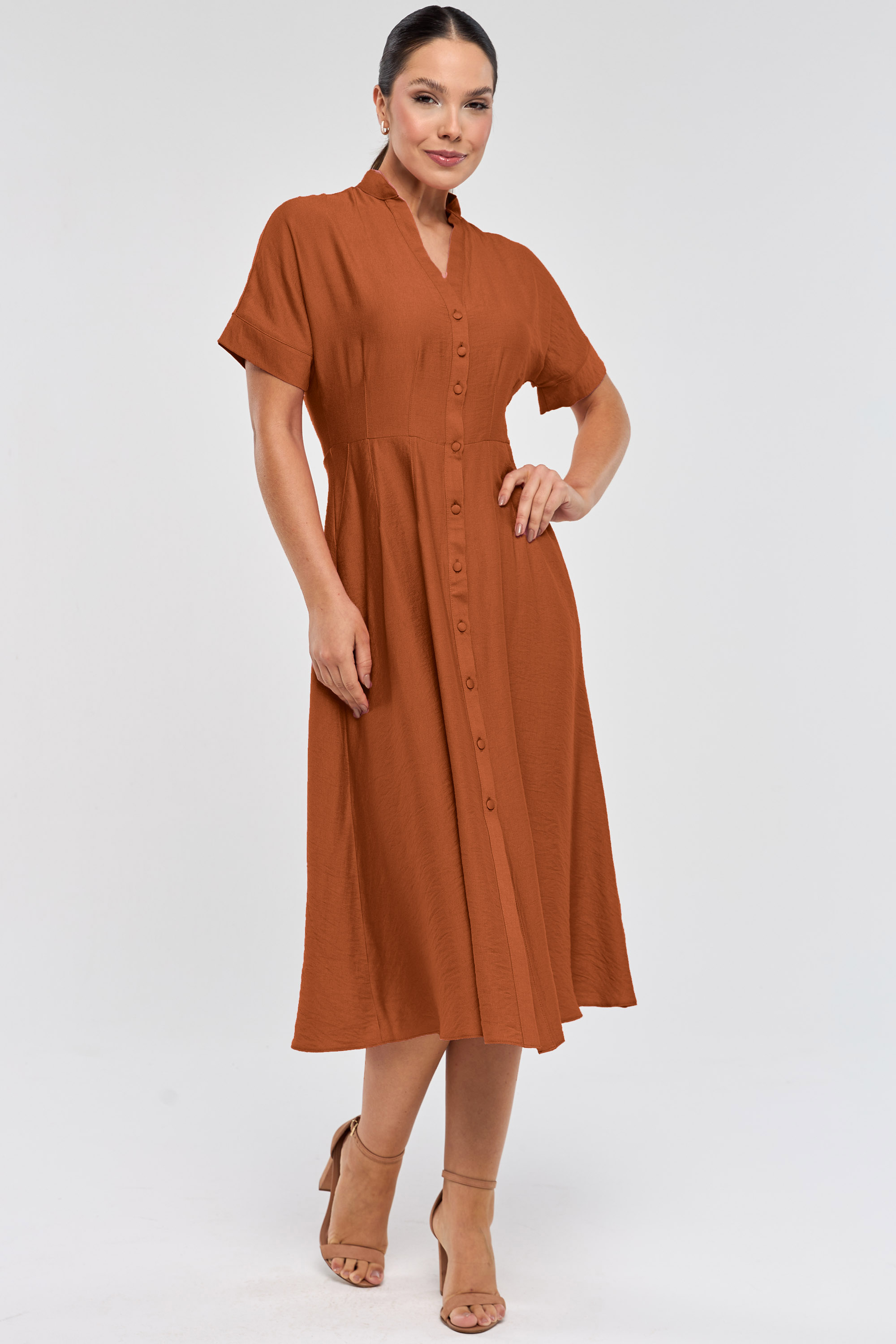 Vestido Versátil Chemise Midi PKS Marrom