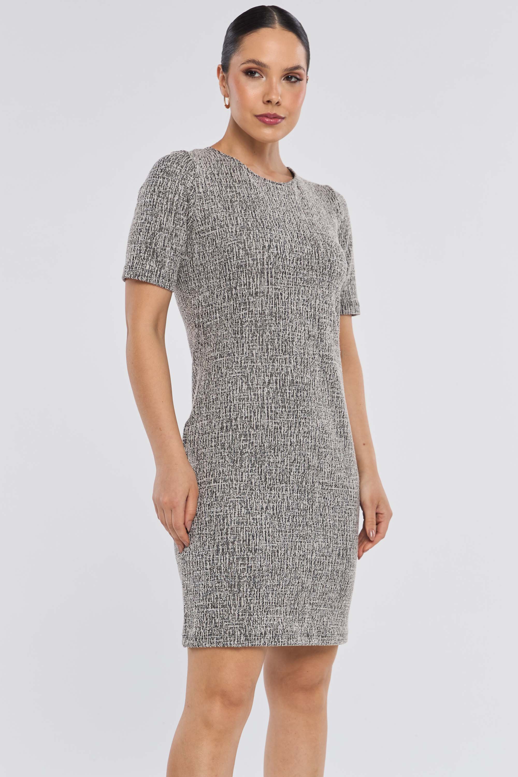 Vestido Curto Alfaiataria Tweed Elegance Versátil Preto